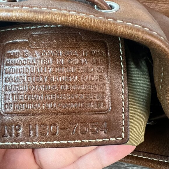 Vintage Coach Shoulder Bag Drawstring Leather Logo Bucket Bag Brown 7554 - Picture 7 of 7